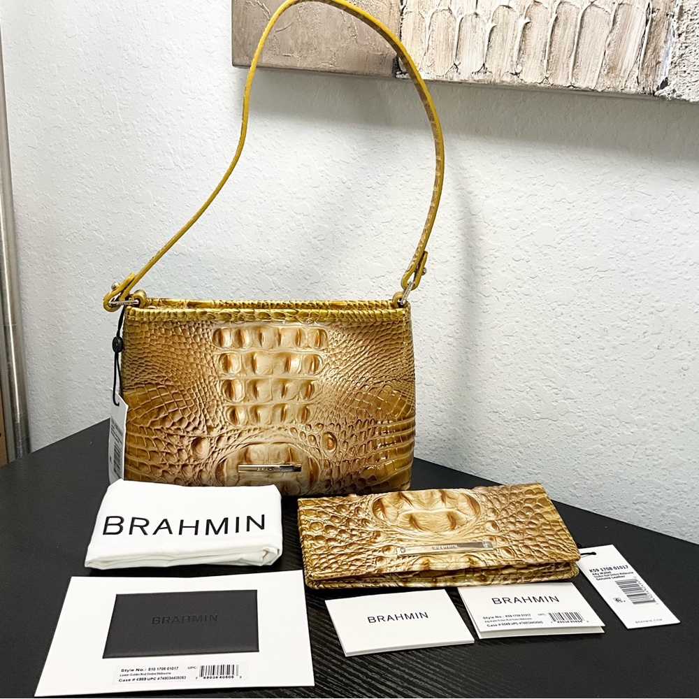 Brahmin Lorelei & Ady GOLDEN ROD OMBRE MELBOURNE Purse & Wallet Set